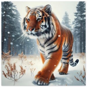 Tiger im Schnee – Aluminium